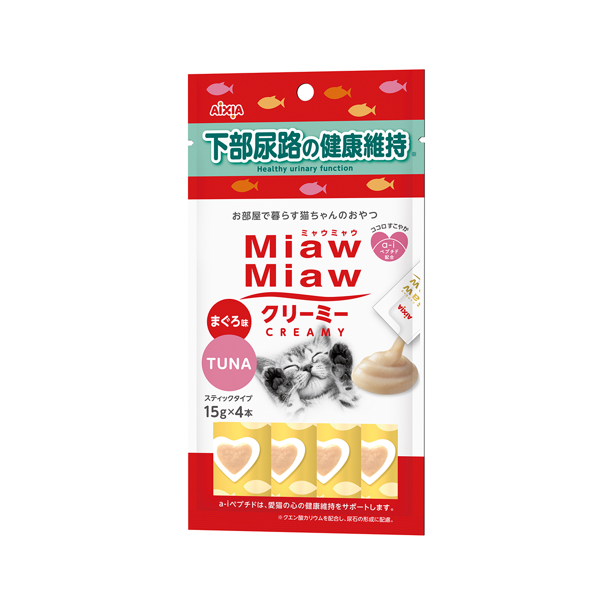 Aixia ขนมแมวเลีย เมี้ยว เมียว ครีมมี่ ปลาทูน่า สูตรพลัส โพแทสเซียมซิเตรท