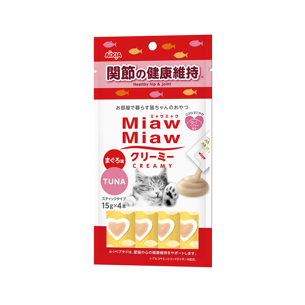 Aixia ขนมแมวเลีย เมี้ยว เมียว ครีมมี่ ปลาทูน่า สูตรพลัส กลูโคซามีนคอนดรอยติน