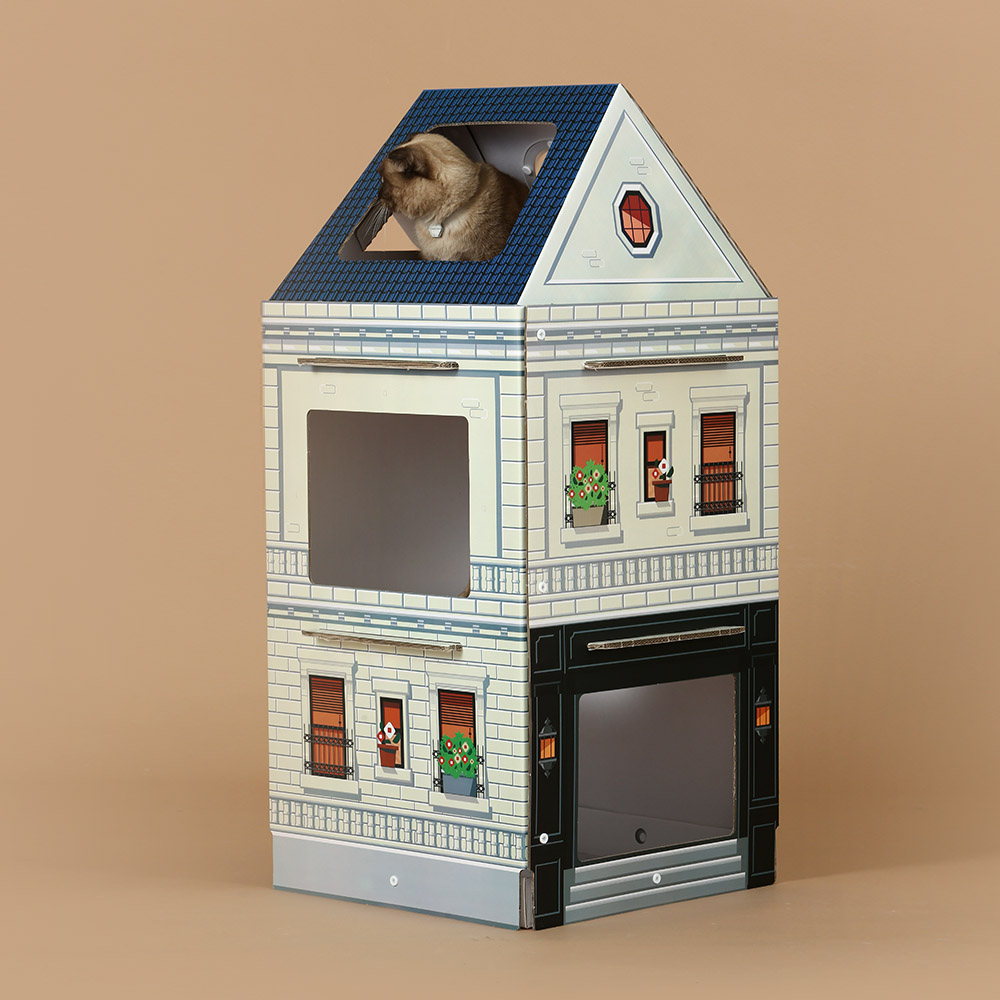 Kittenbox บ้านแมว คอนโดแมว แบบ 3 ชั้น มีหลังคา Mansion Series