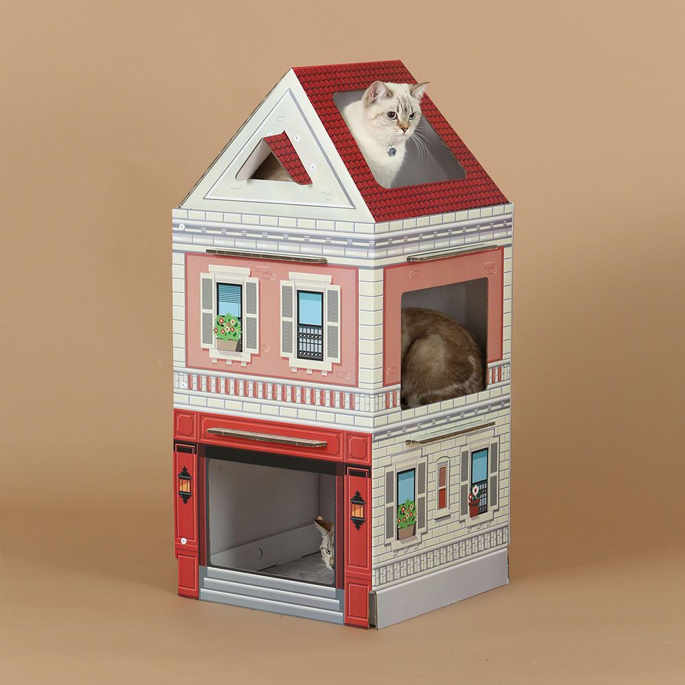 Kittenbox บ้านแมว คอนโดแมว แบบ 3 ชั้น มีหลังคา Mansion Series