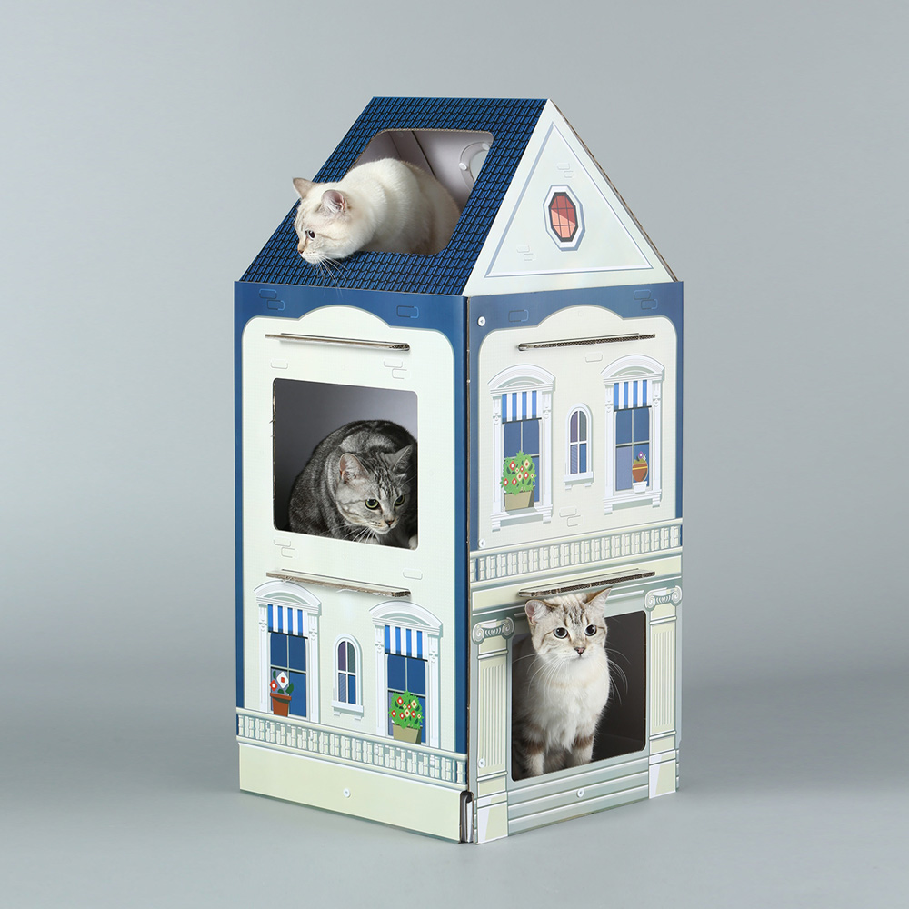 Kittenbox บ้านแมว คอนโดแมว แบบ 3 ชั้น มีหลังคา Mansion Series