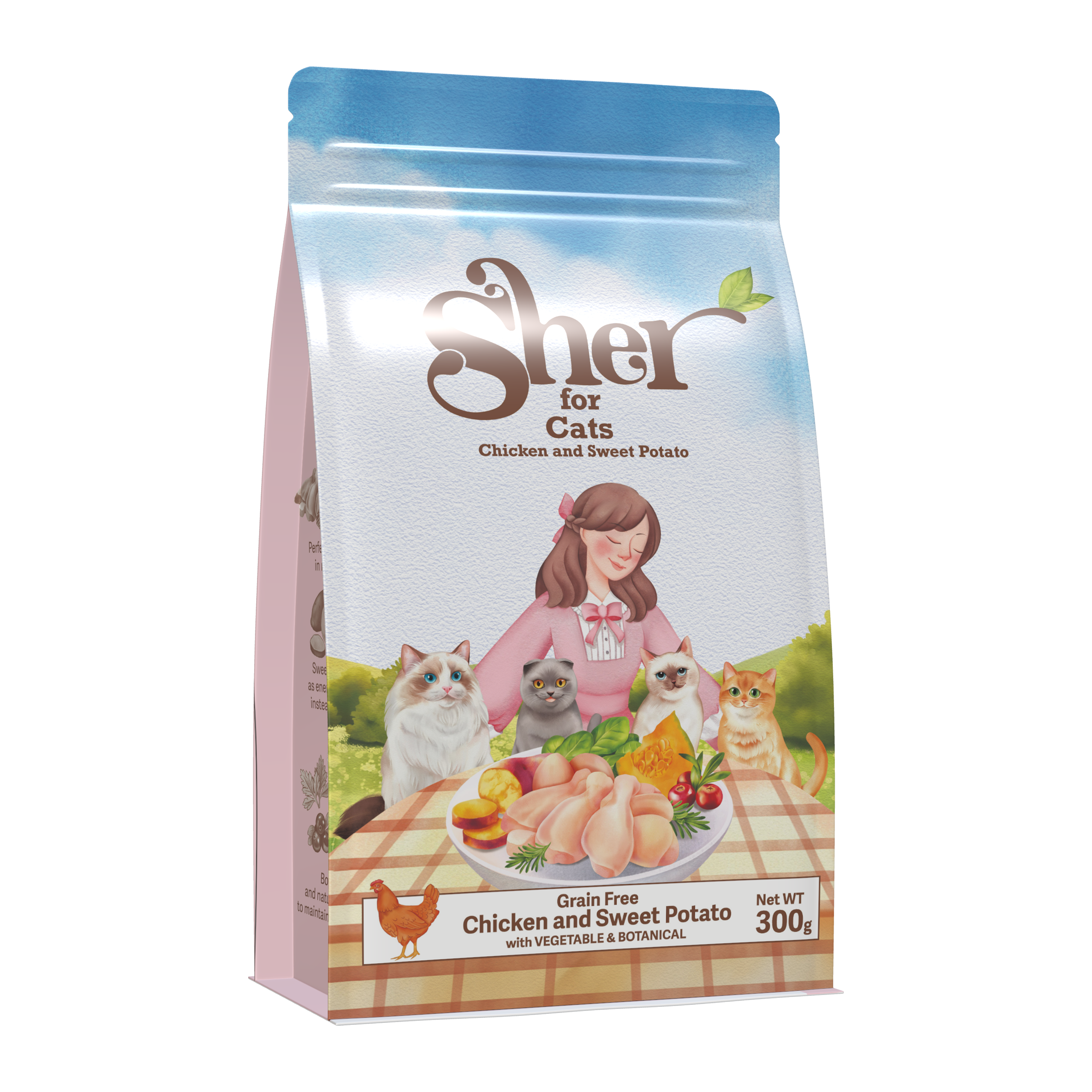 Sher อาหารแมว เชอร์ ฟอร์ แคทส์ ชิกเก้น แอนด์ สวีท โปเตโต้